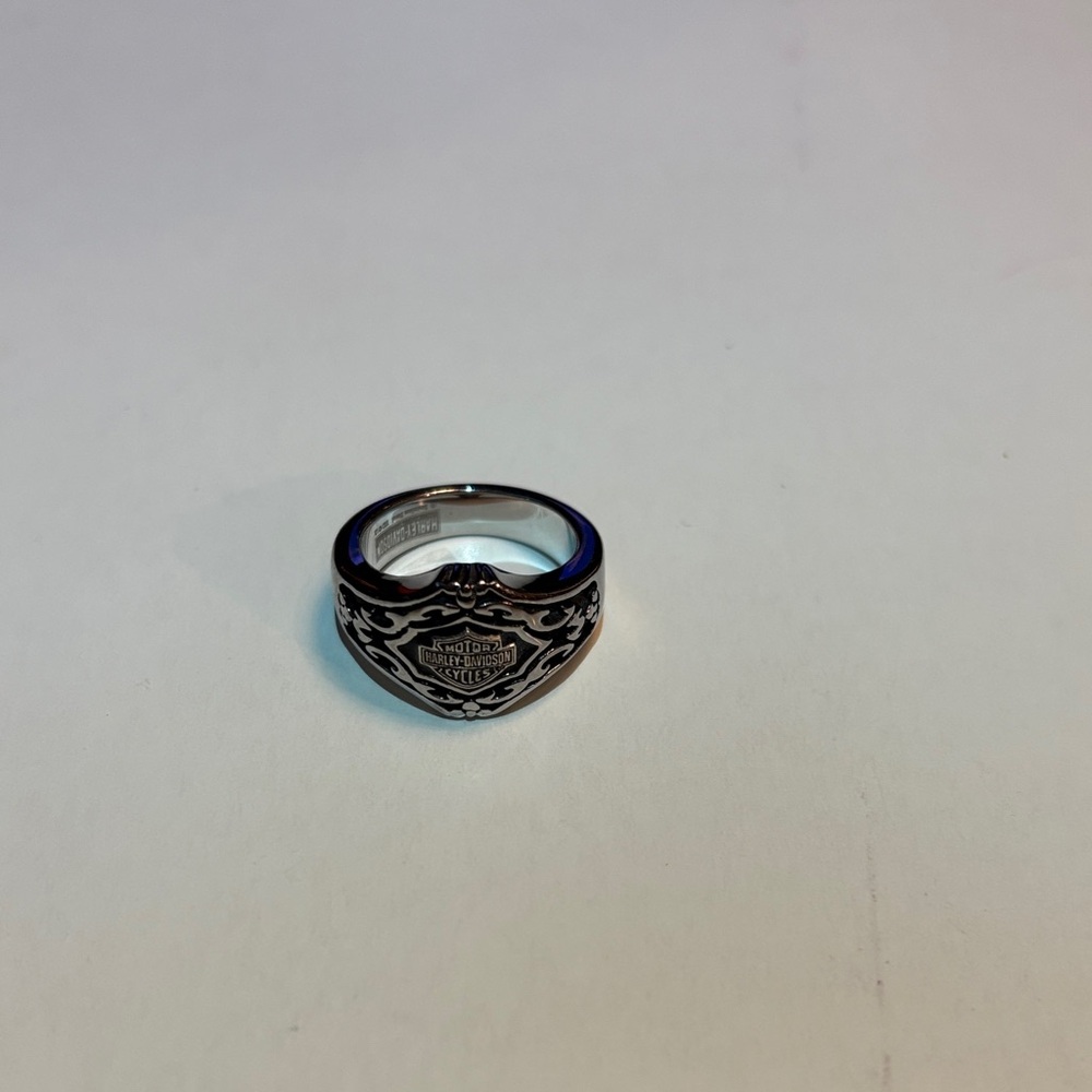 Harley-Davidson Black and Silver Emblem Ring